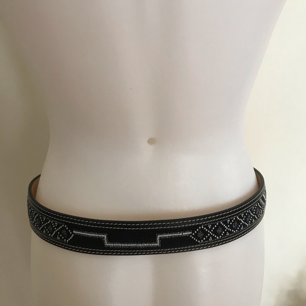 Donald J. Pliner Bead Worked Leather Belt Medium - Picture 4 of 8